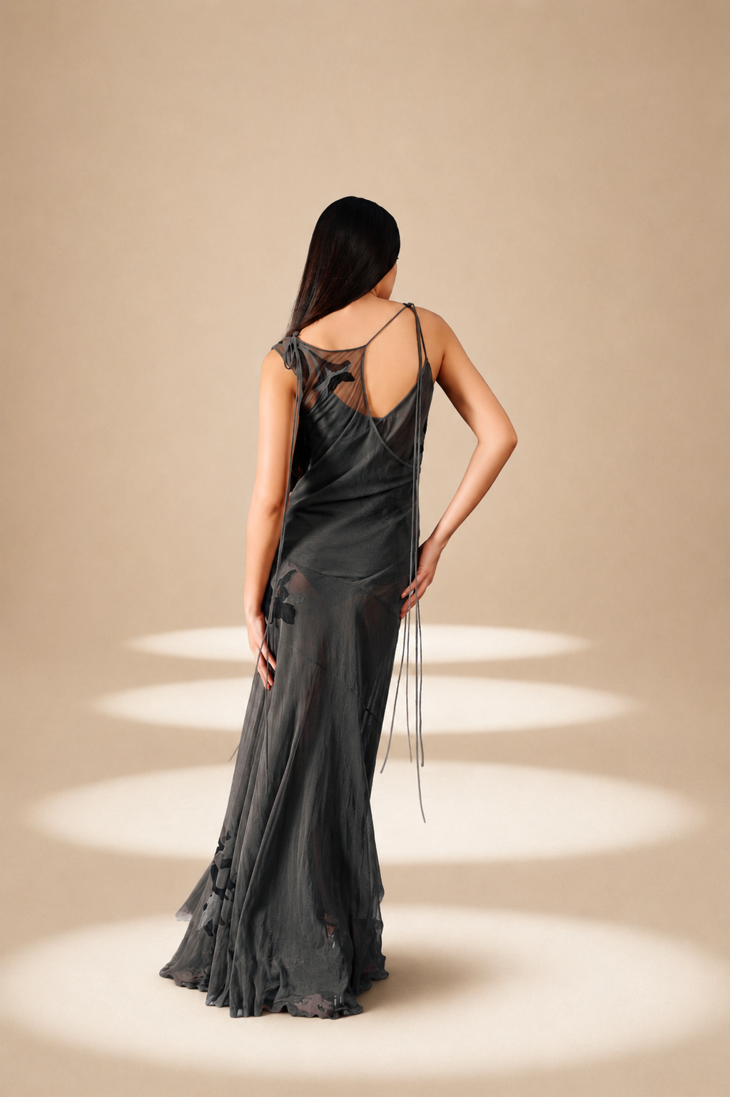 Inlay Dress Ash nylon-mesh