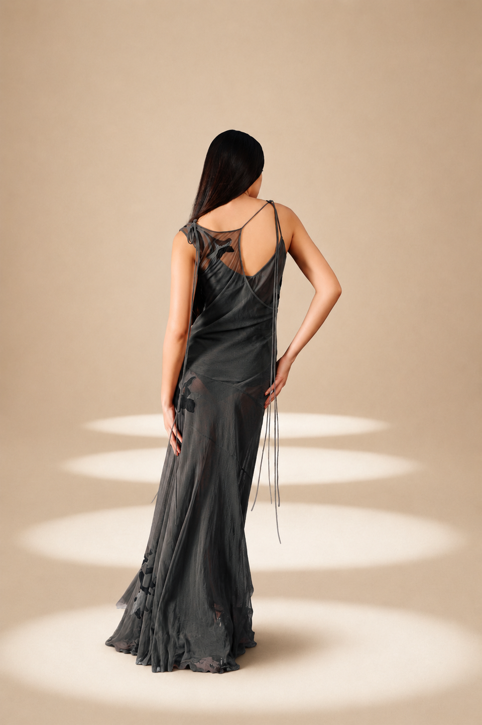 Inlay Dress Ash nylon-mesh