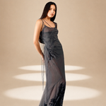 Inlay Dress Ash nylon-mesh