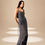 Inlay Dress Ash nylon-mesh