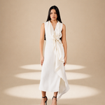 Ivory Poise Draped Dress Ivory moss-georgette