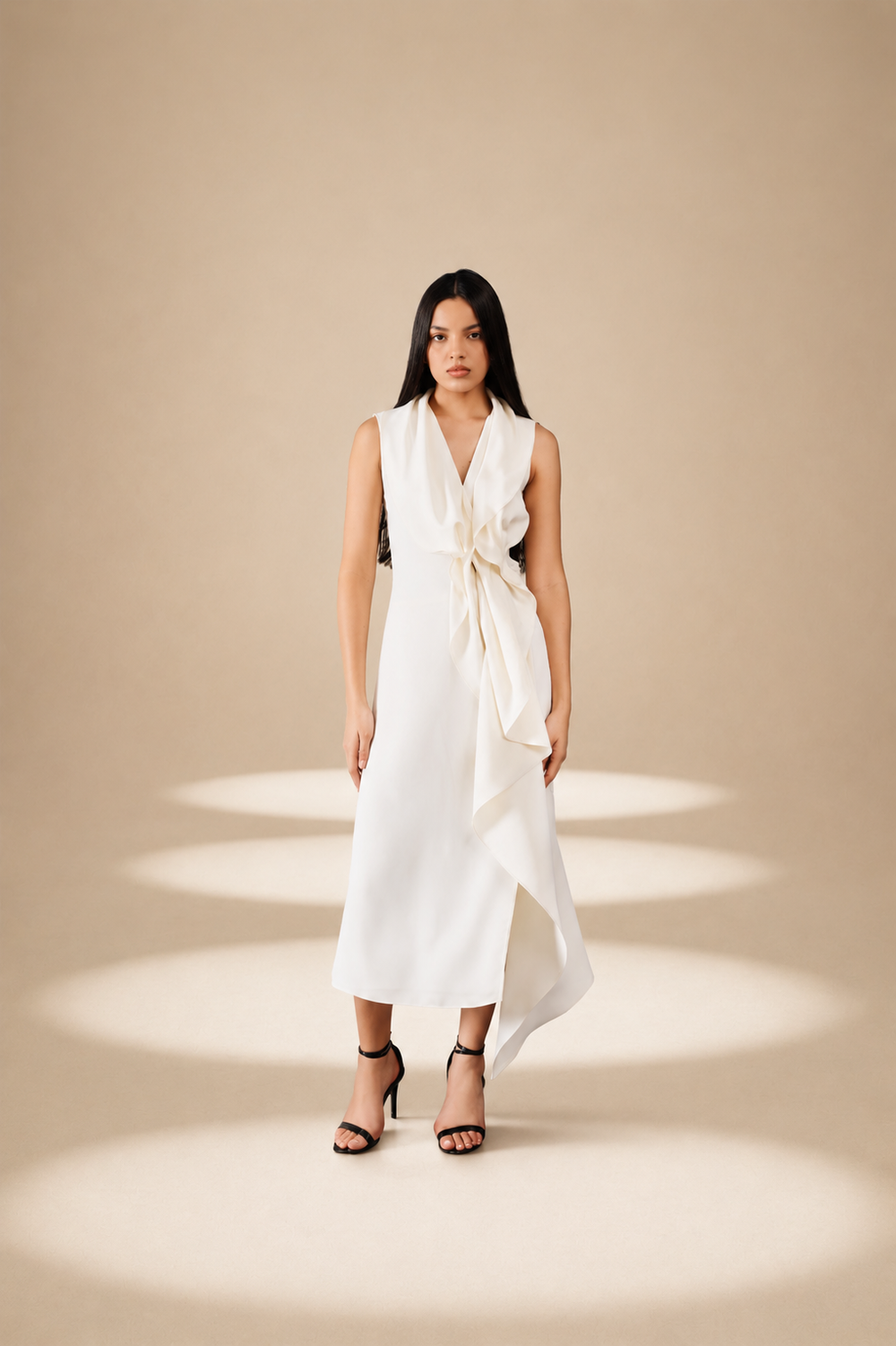 Ivory Poise Draped Dress Ivory moss-georgette