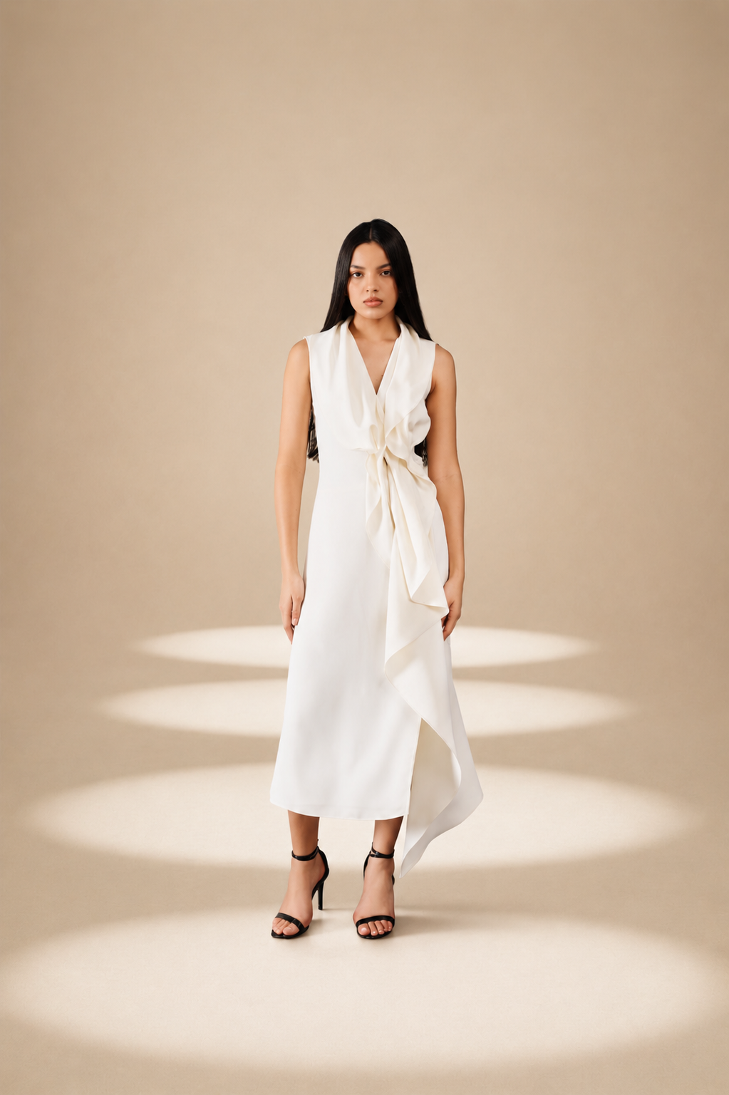 Ivory Poise Draped Dress Ivory moss-georgette