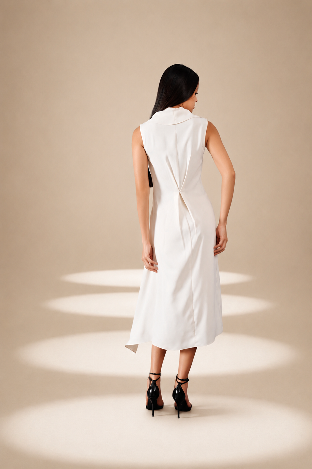 Ivory Poise Draped Dress Ivory moss-georgette