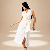 Ivory Poise Draped Dress Ivory moss-georgette
