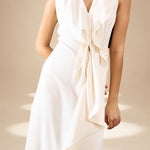 Ivory Poise Draped Dress Ivory moss-georgette