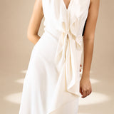 Ivory Poise Draped Dress Ivory moss-georgette