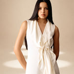 Ivory Poise Draped Dress Ivory moss-georgette