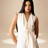 Ivory Poise Draped Dress Ivory moss-georgette
