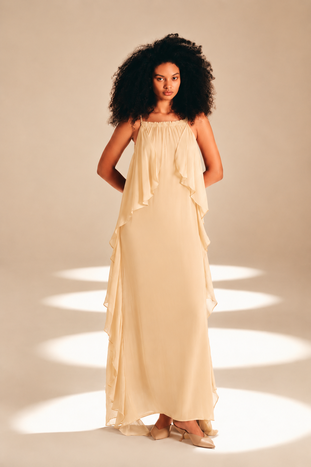 Lateral Slip Dress Champagne viscose