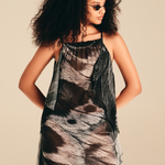 Lateral Slip Dress Feather Bloom viscose