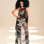 Lateral Slip Dress Feather Bloom viscose