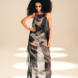 Lateral Slip Dress Feather Bloom viscose
