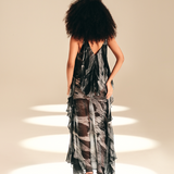 Lateral Slip Dress Feather Bloom viscose