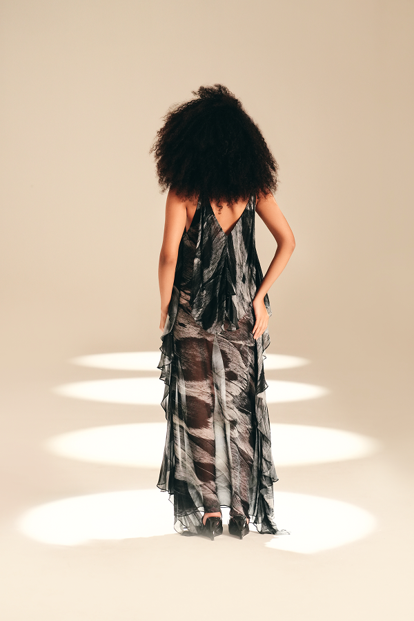 Lateral Slip Dress Feather Bloom viscose