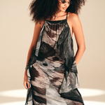 Lateral Slip Dress Feather Bloom viscose