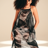 Lateral Slip Dress Feather Bloom viscose