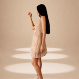 Lattice Dress Champagne nylon-mesh