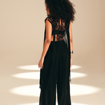Macrame Fringe Top Midnight viscose-chord