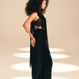 Macrame Fringe Top Midnight viscose-chord