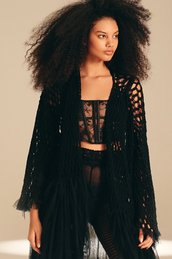 Openwork Muse Wrap Midnight nylon-mesh