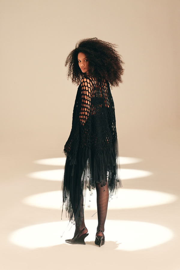 Openwork Muse Wrap Midnight nylon-mesh