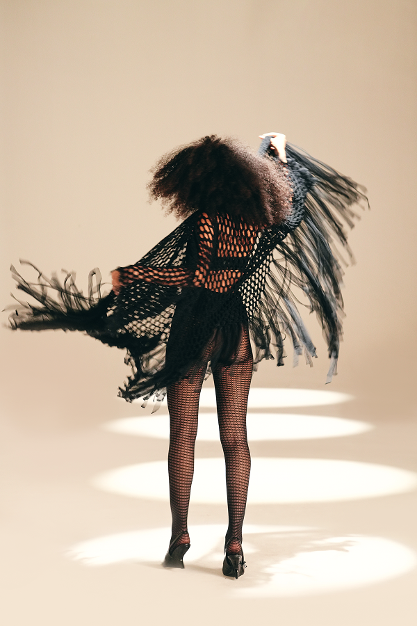 Openwork Muse Wrap Midnight nylon-mesh