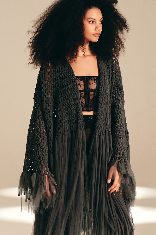 Openwork Muse Wrap Ash nylon-mesh