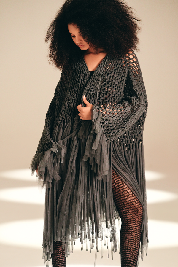 Openwork Muse Wrap Ash nylon-mesh