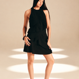 Panelle Mini Dress Midnight textured-crepe