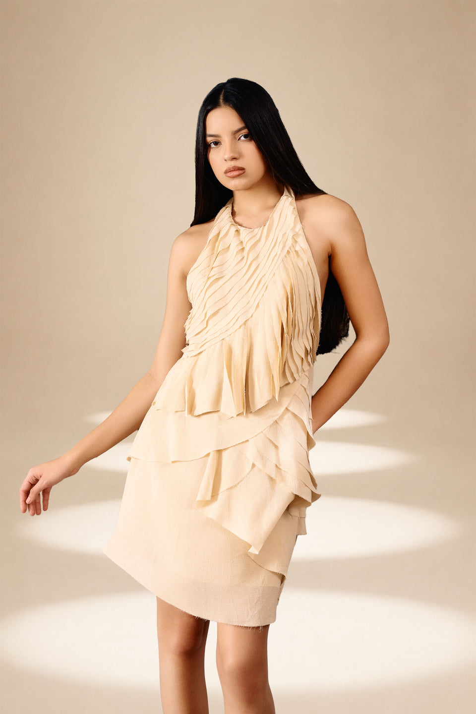 Panelle Mini Dress Champagne viscose