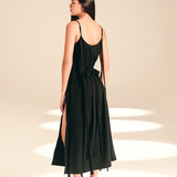 Sheath Side Slit Dress Midnight textured-crepe