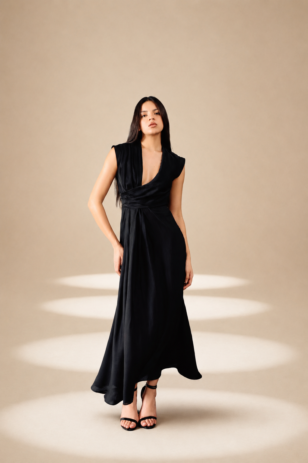 Side Sweep Dress Midnight orange-fibre