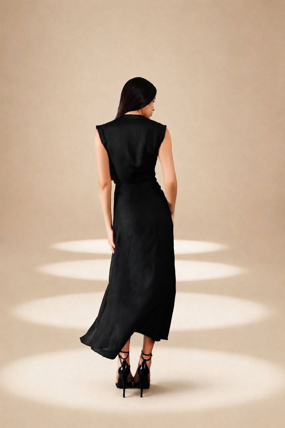 Side Sweep Dress Midnight orange-fibre