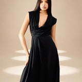 Side Sweep Dress Midnight orange-fibre