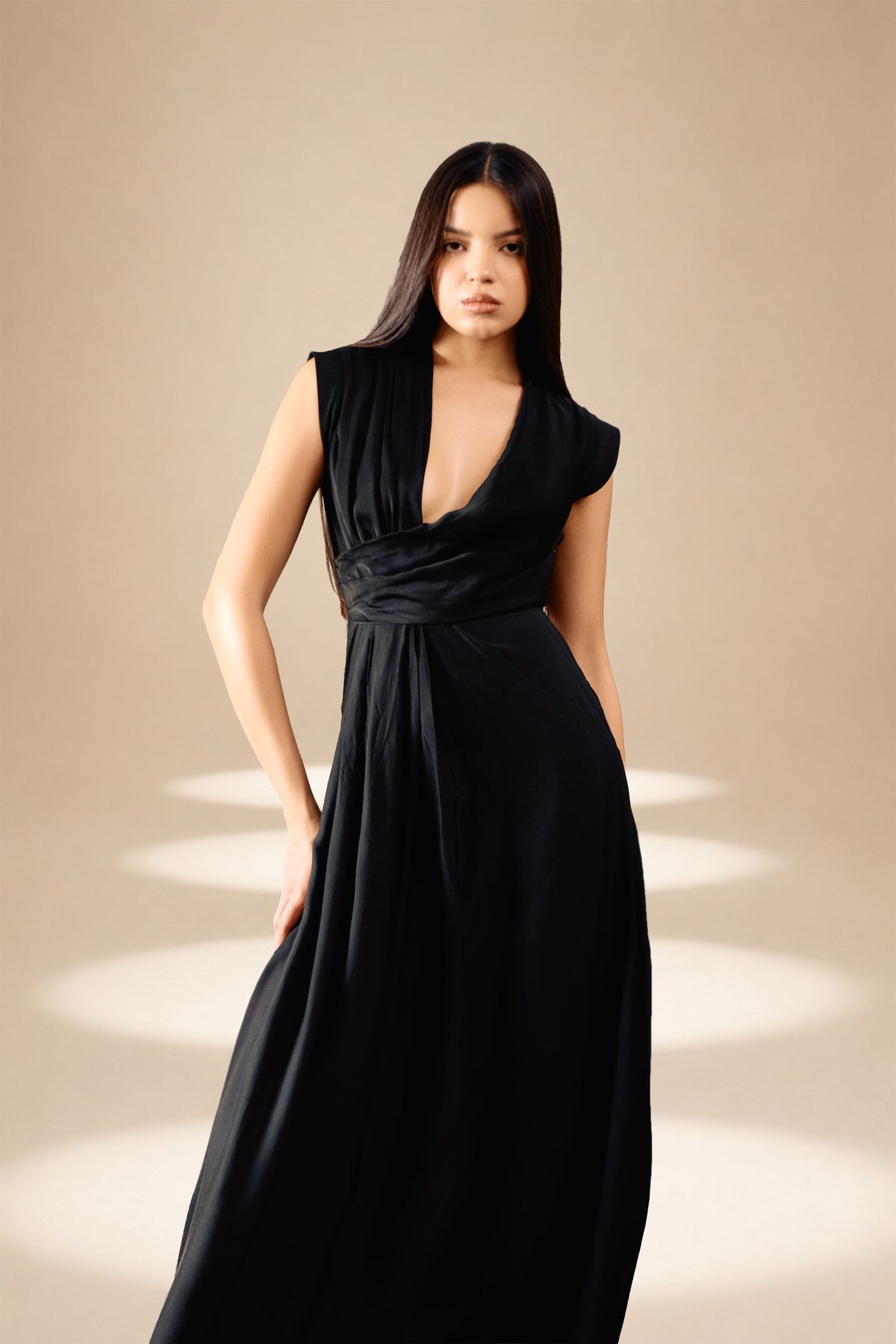 Side Sweep Dress Midnight orange-fibre