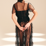 Threadscape Corset Midnight nylon-mesh-textured-crepe-blend