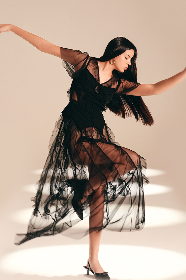 Threadscape Corset Midnight nylon-mesh-textured-crepe-blend