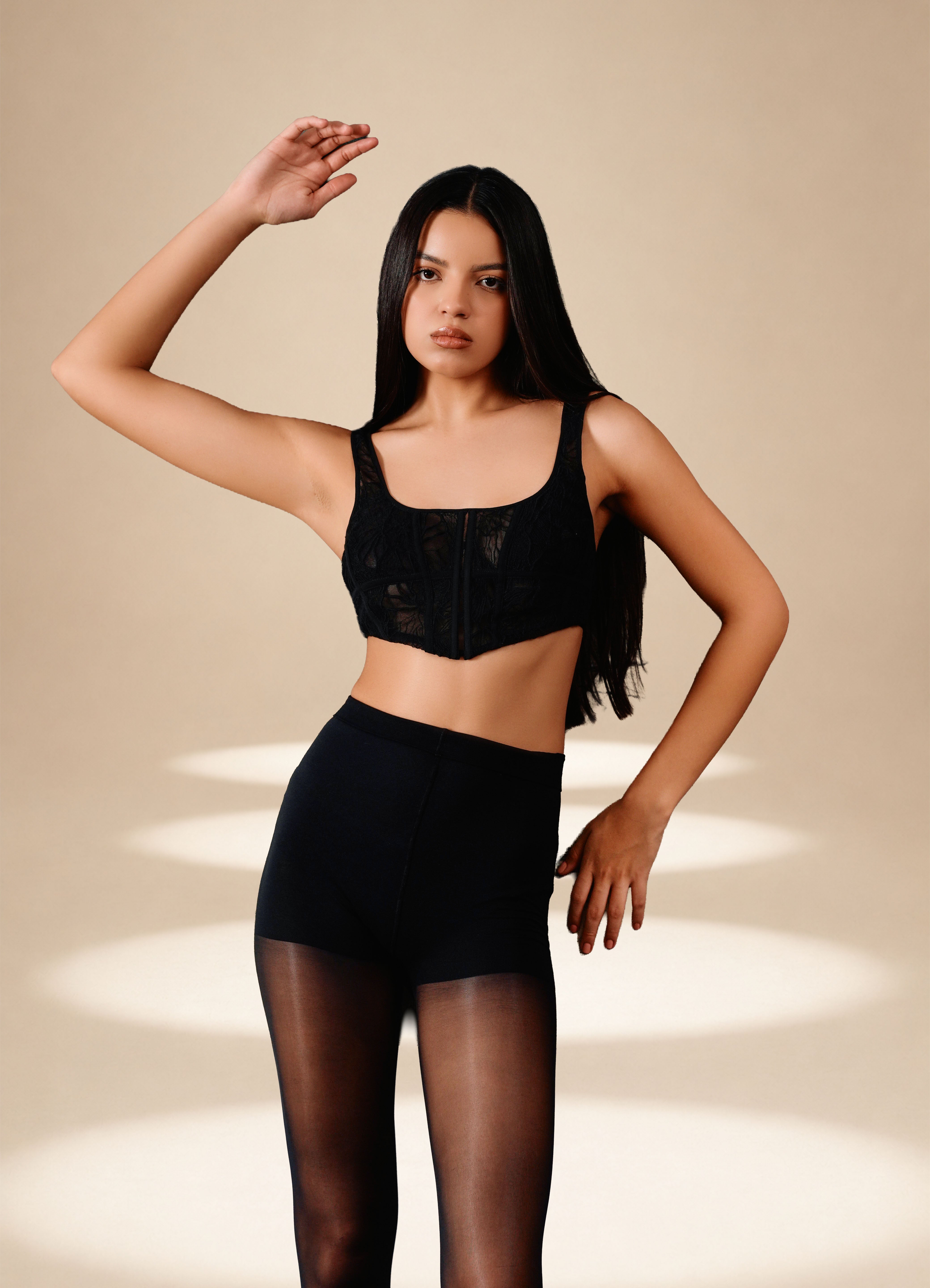 Threadscape Crop Corset Midnight nylon-mesh-viscose