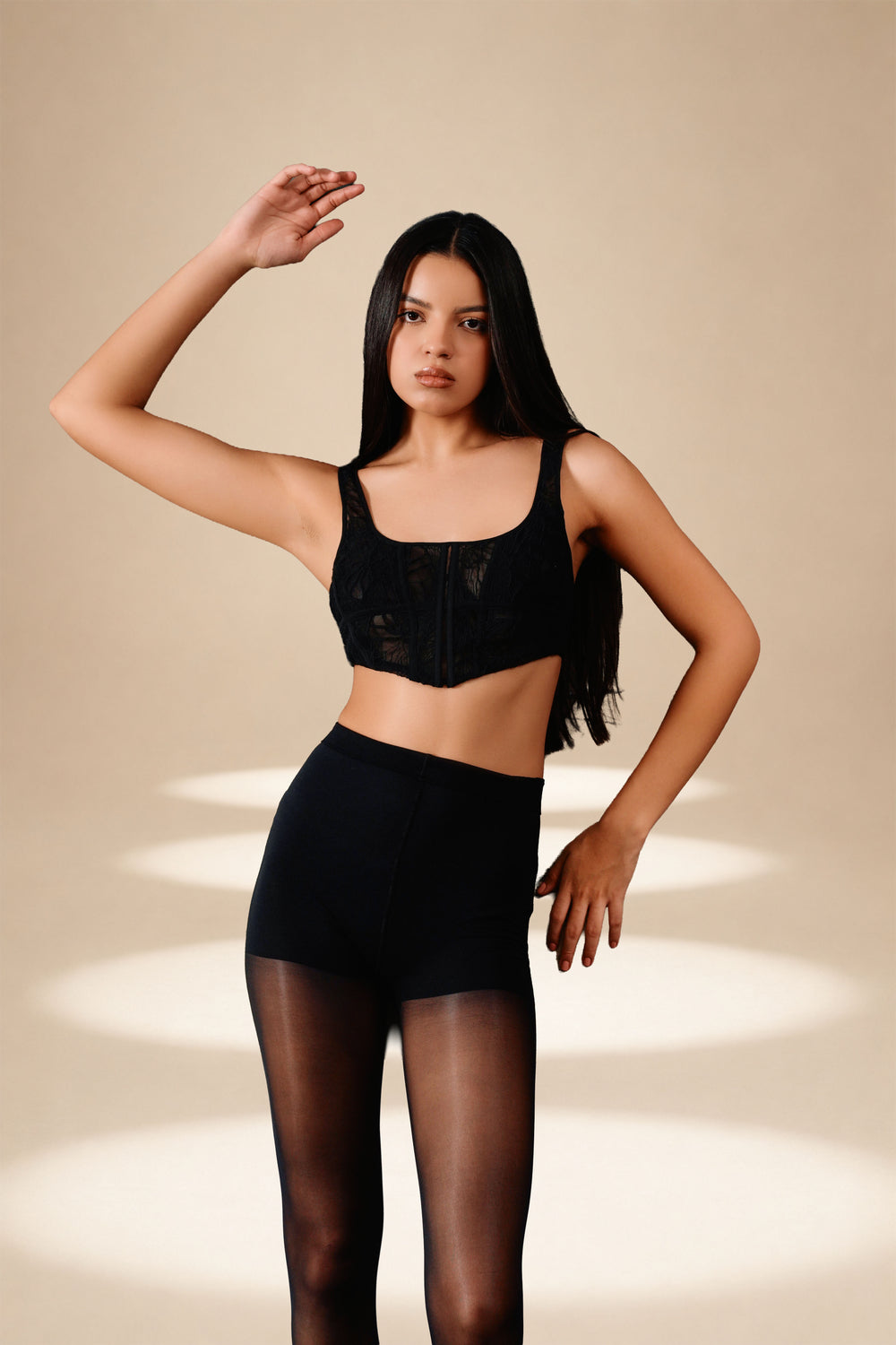 Threadscape Crop Corset Midnight nylon-mesh-viscose