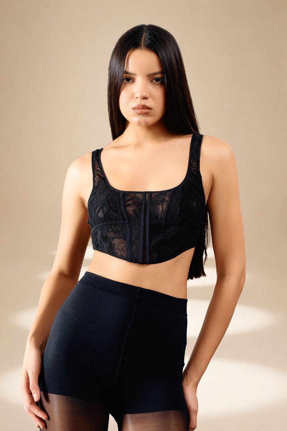 Threadscape Crop Corset Midnight nylon-mesh-viscose