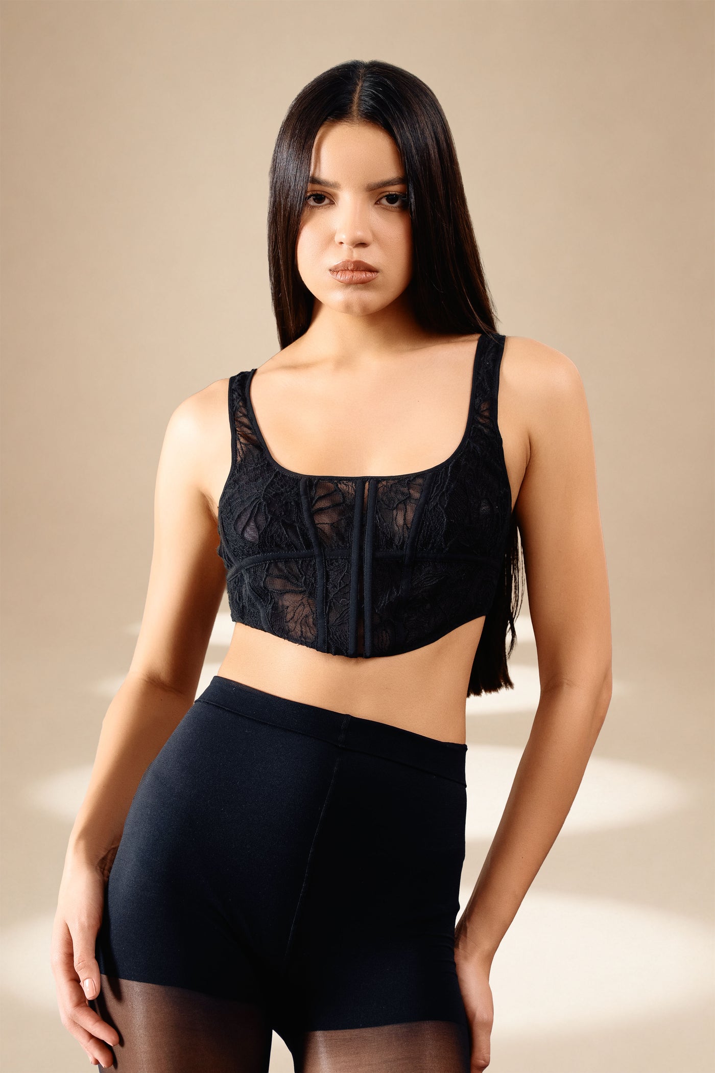 Threadscape Crop Corset Midnight nylon-mesh-viscose