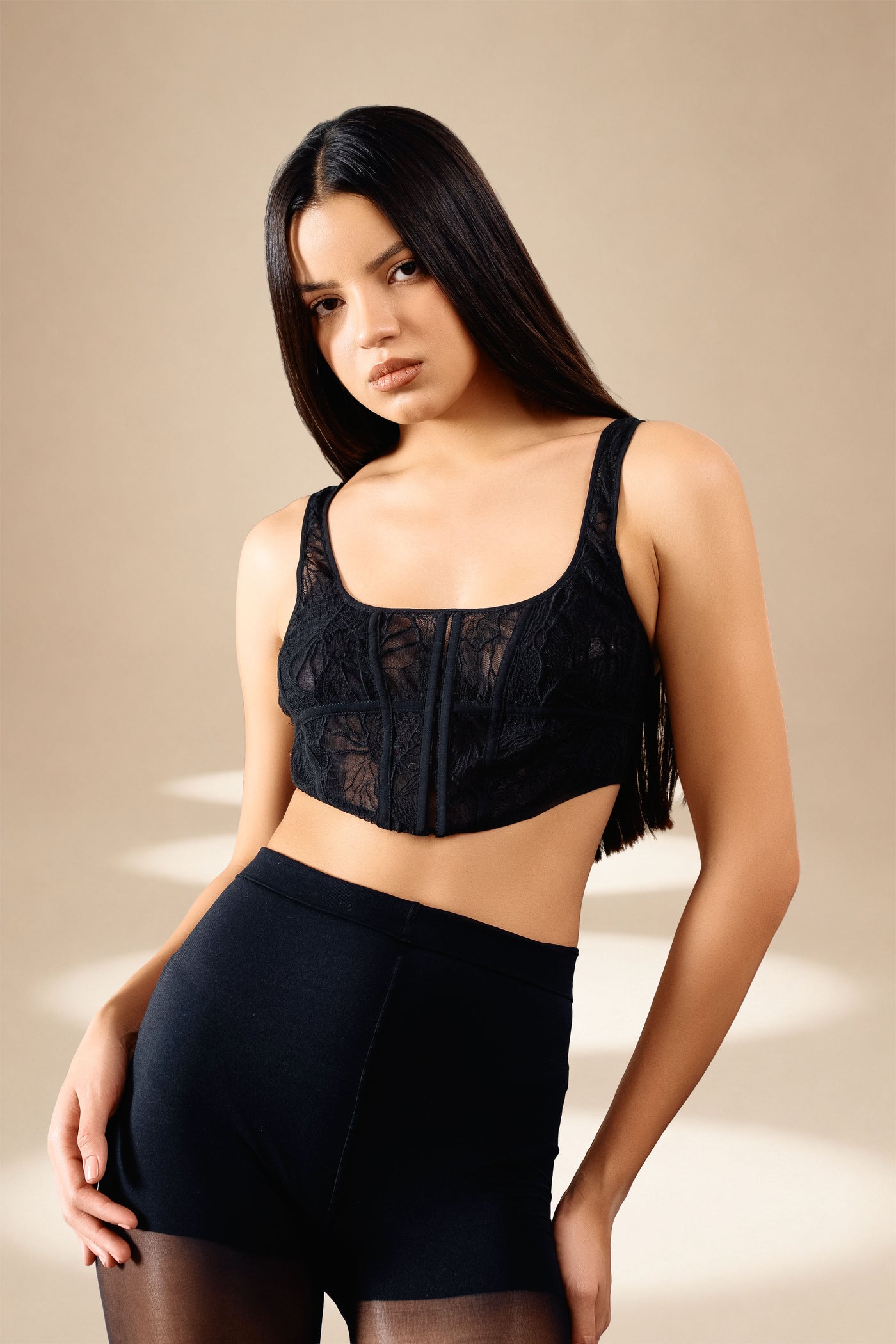 Threadscape Crop Corset Midnight nylon-mesh-viscose