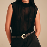Unveiled Embroidered Top Midnight viscose-nylon