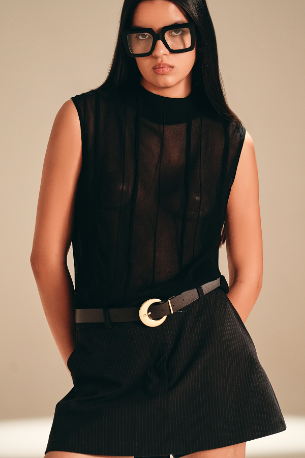 Unveiled Embroidered Top Midnight viscose-nylon