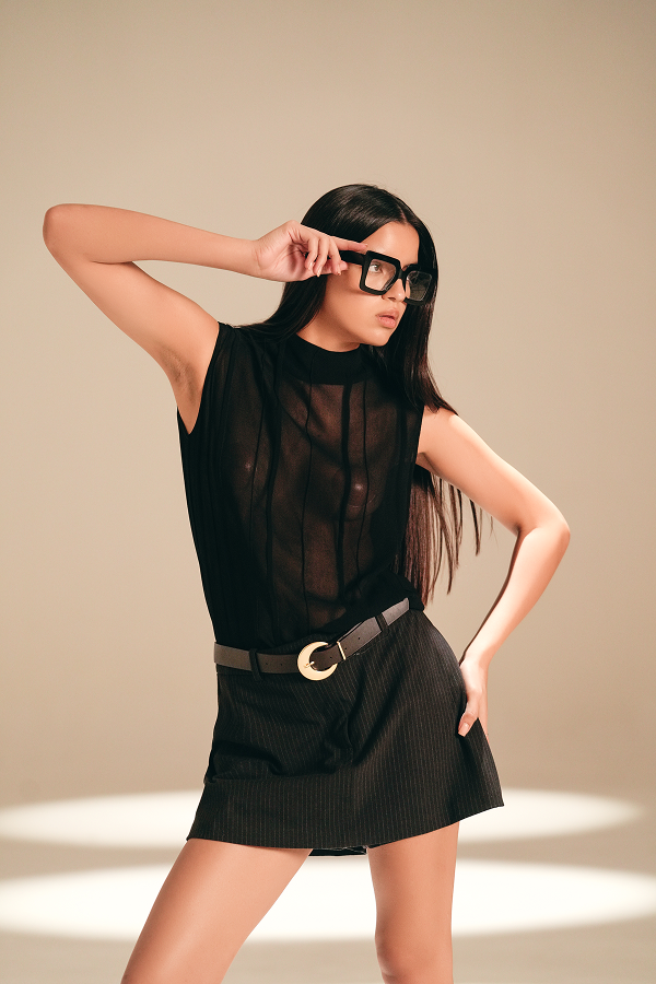 Unveiled Embroidered Top Midnight viscose-nylon