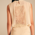 Unveiled Embroidered Top Champagne viscose-nylon
