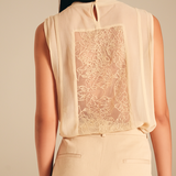Unveiled Embroidered Top Champagne viscose-nylon