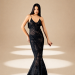 Veil Embroidered  Dress Midnight nylon