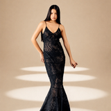 Veil Embroidered  Dress Midnight nylon